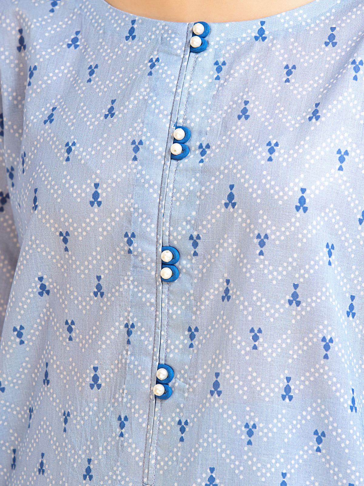 Unstitched Sky Blue Printed Lawn 3 Piece