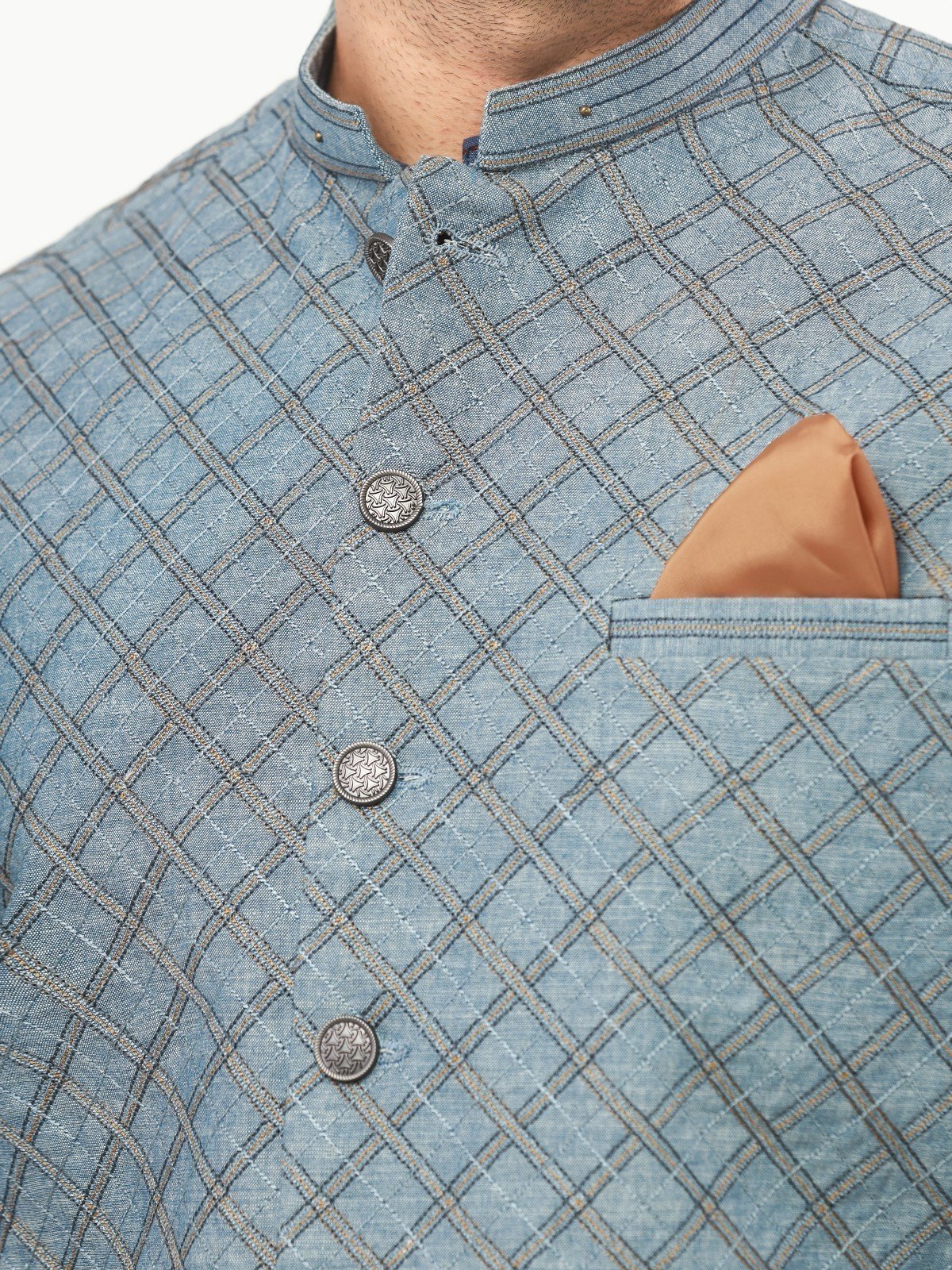 Men's Dirty Blue Waist Coat Ceremonial