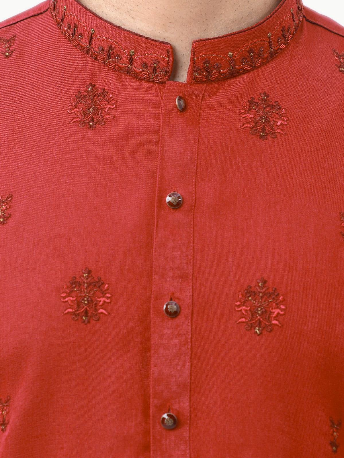 Men's Deep Red Kurta Ceremonial