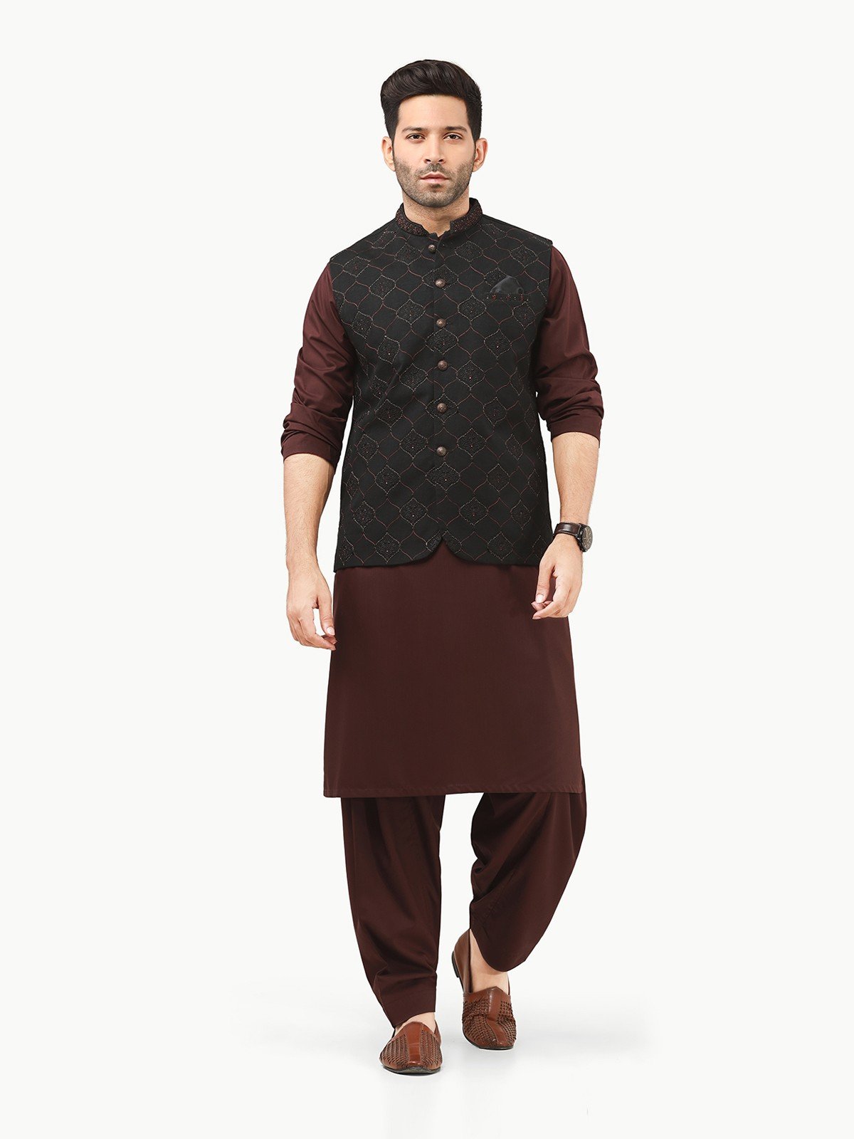 Men's Black Waist Coat Ceremonial