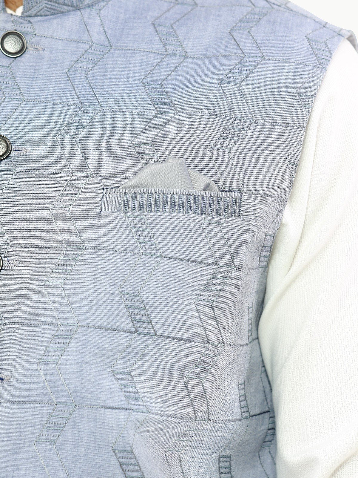 Men's Steel Blue Waist Coat Ceremonial