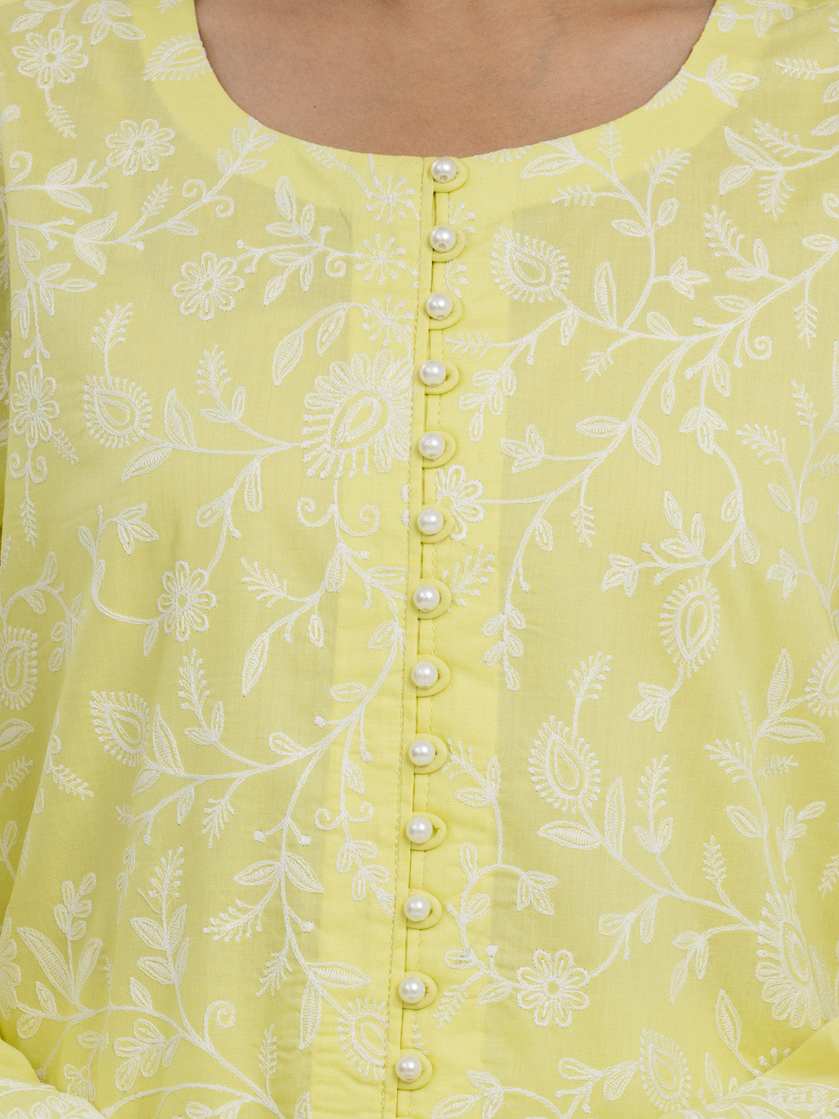 Unstitched Lemon Embroidered Cambric 3 Piece