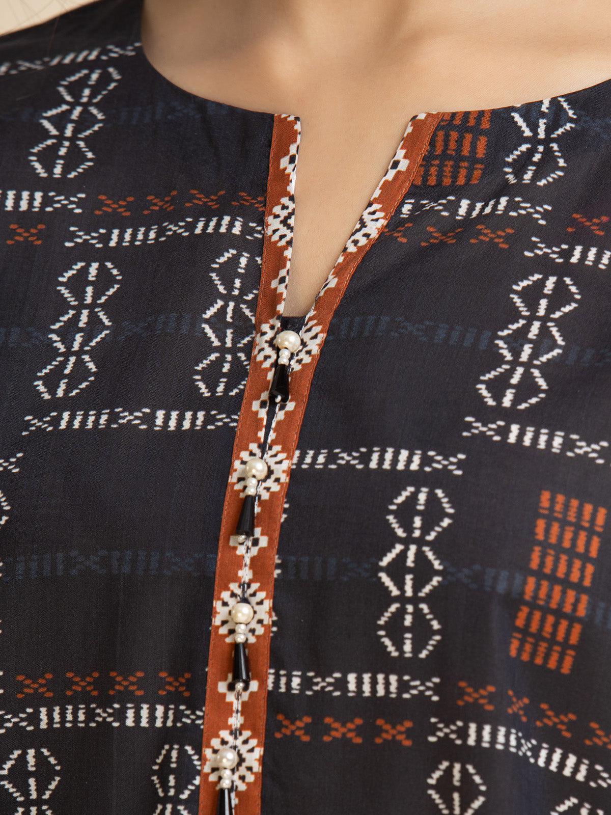 Unstitched Charcoal Printed Lawn 3 Piece