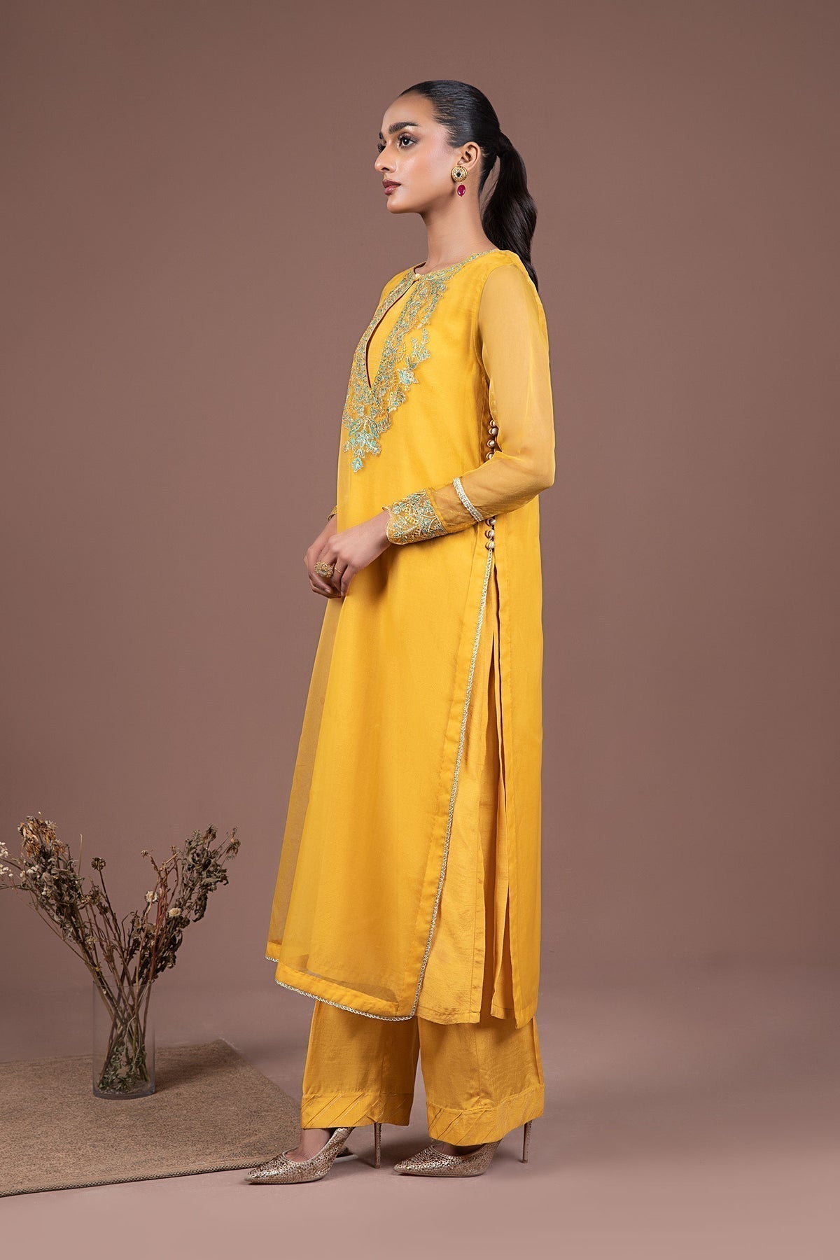 2 Piece Dyed Organza Suit