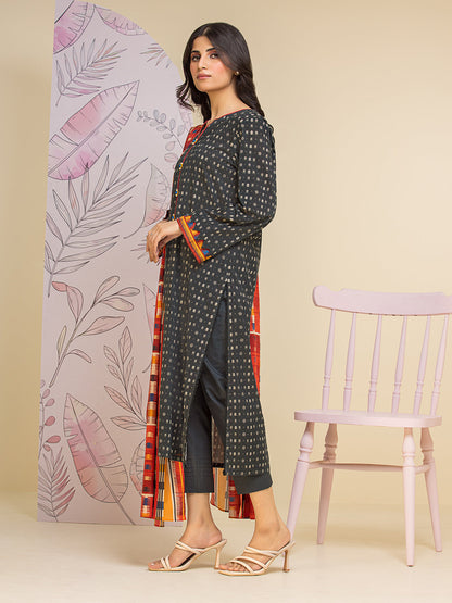 Unstitched Charcoal Printed Lawn 3 Piece