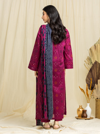 Unstitched Magenta Printed Lawn 3 Piece