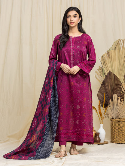 Unstitched Magenta Printed Lawn 3 Piece