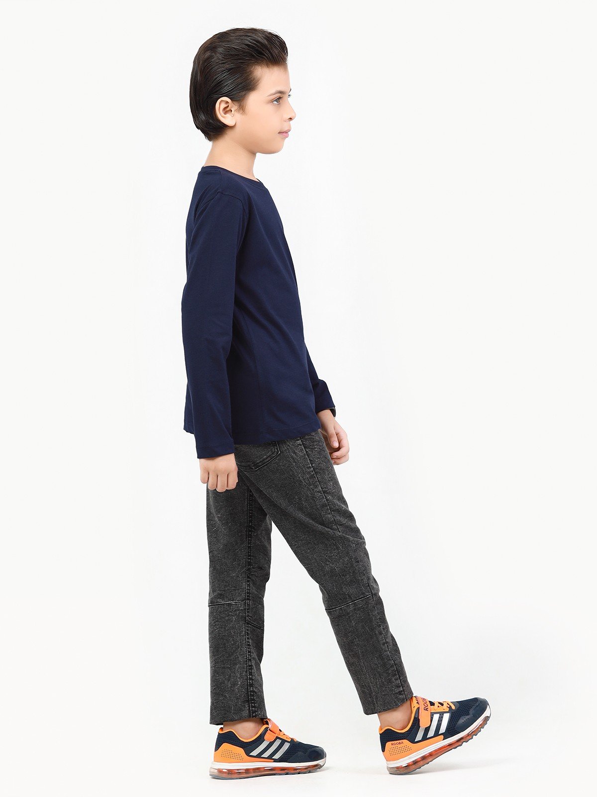 Boy's Navy Full Sleeves Basic Tee