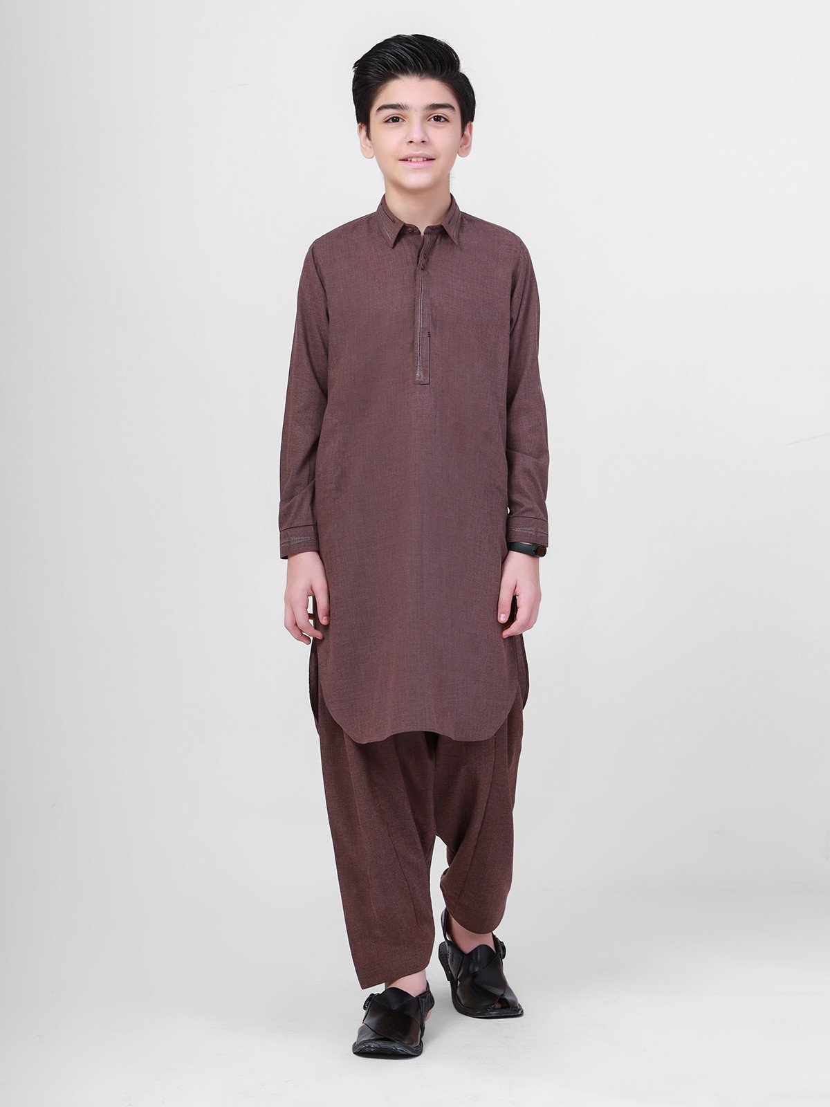 Boy's Dull Plum Kurta Shalwar