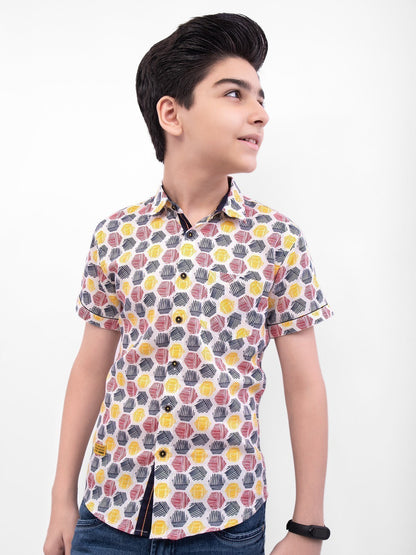 Boy's White Multi Shirt