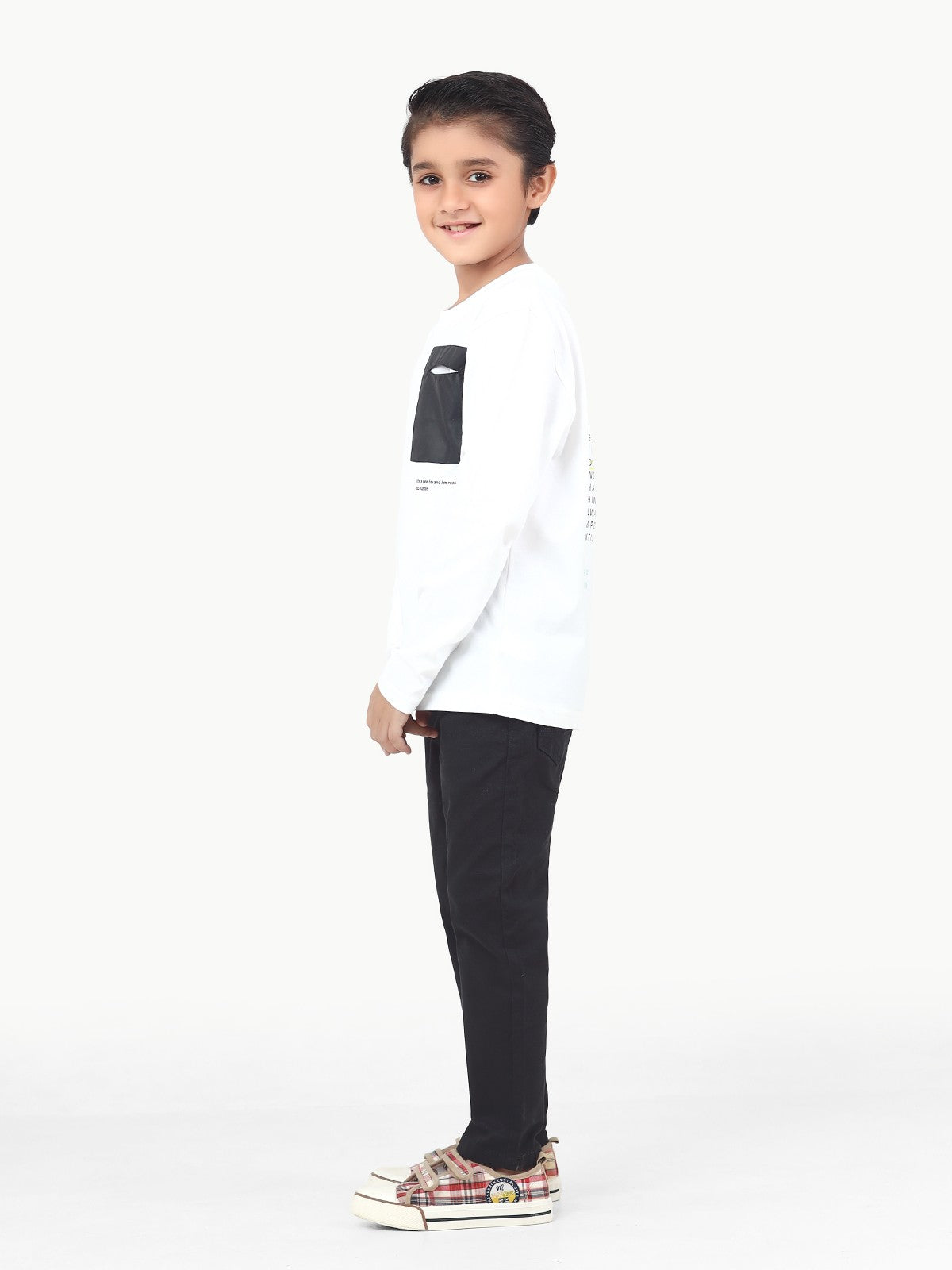 Boy's White Full Sleeve T-Shirt