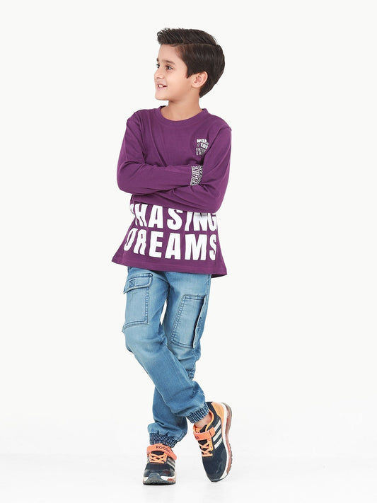 Boy's Light Purple Full Sleeve T-Shirt