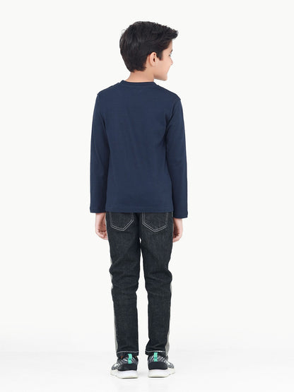 Boy's Navy Full Sleeve T-Shirt