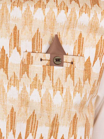 Boy's Beige & Cream Waist Coat Suit