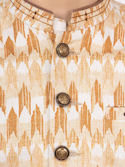 Boy's Beige & Cream Waist Coat Suit
