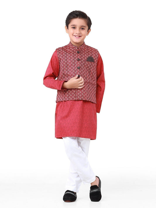 Boy's Maroon Waist Coat Suit