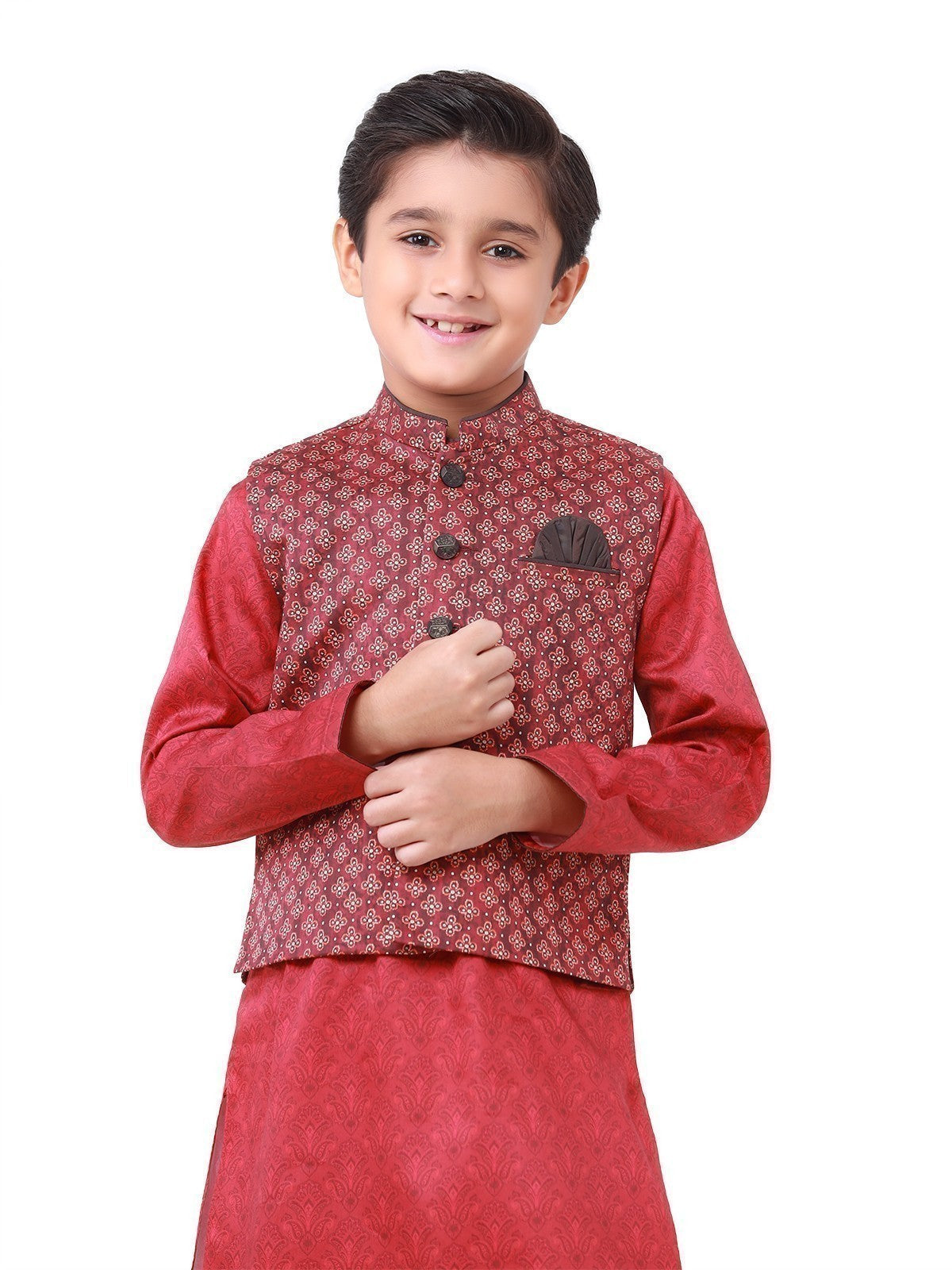 Boy's Maroon Waist Coat Suit