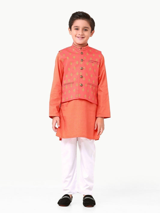 Boy's Orange Waist Coat Suit