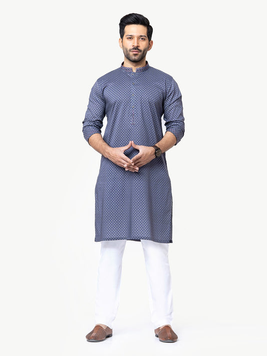 Men's Grey & Purple Kurta