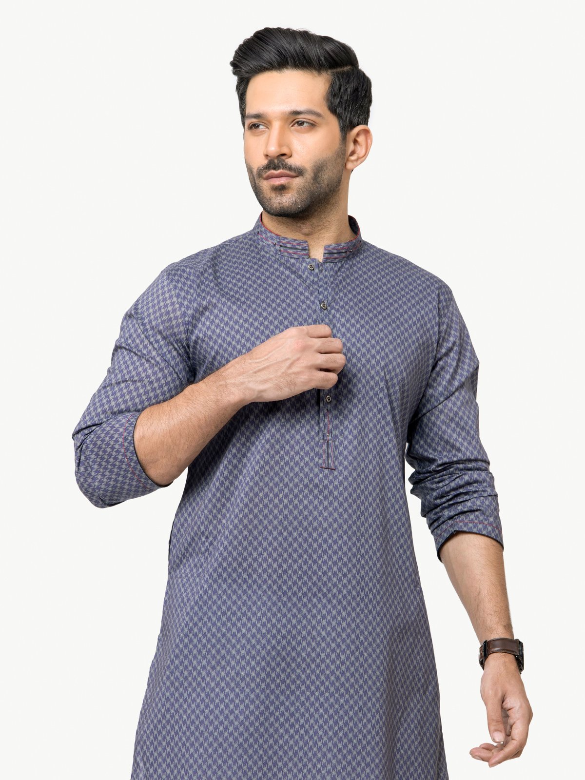 Men's Grey & Purple Kurta