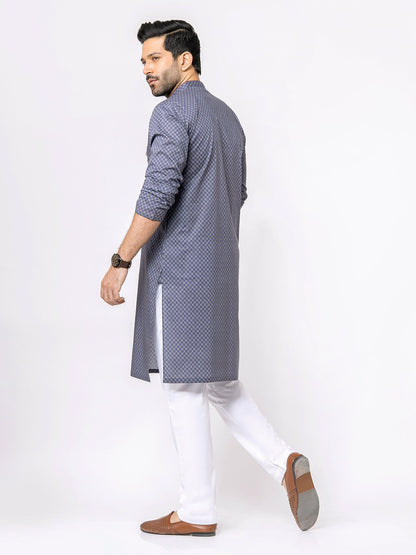 Men's Grey & Purple Kurta