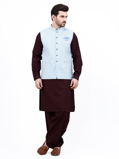 Men's Sky Blue Waist Coat Ceremonial