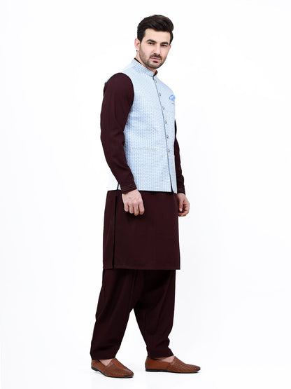 Men's Sky Blue Waist Coat Ceremonial