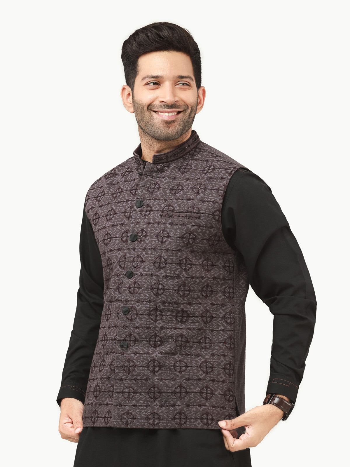 Men's Dark Purple Waist Coat Ceremonial