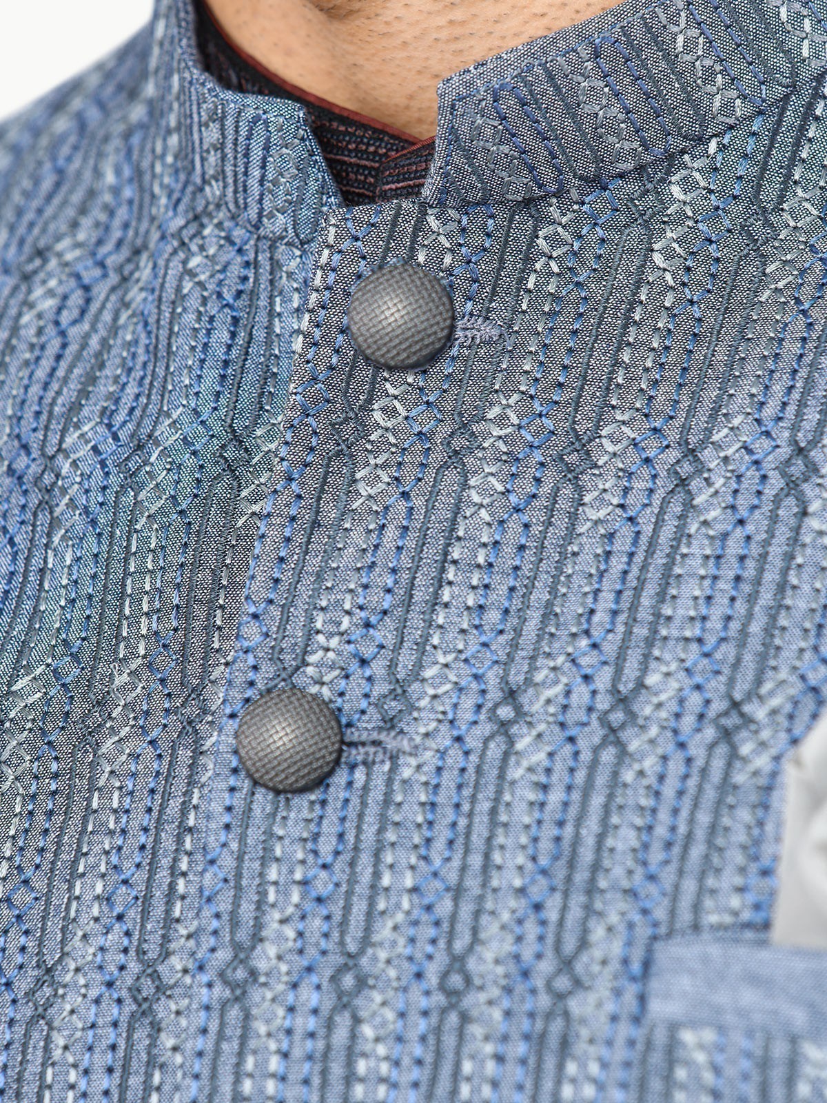 Men's Steel Blue Waist Coat Ceremonial