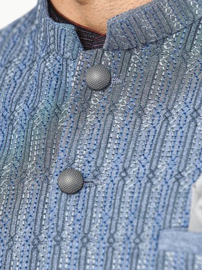 Men's Steel Blue Waist Coat Ceremonial