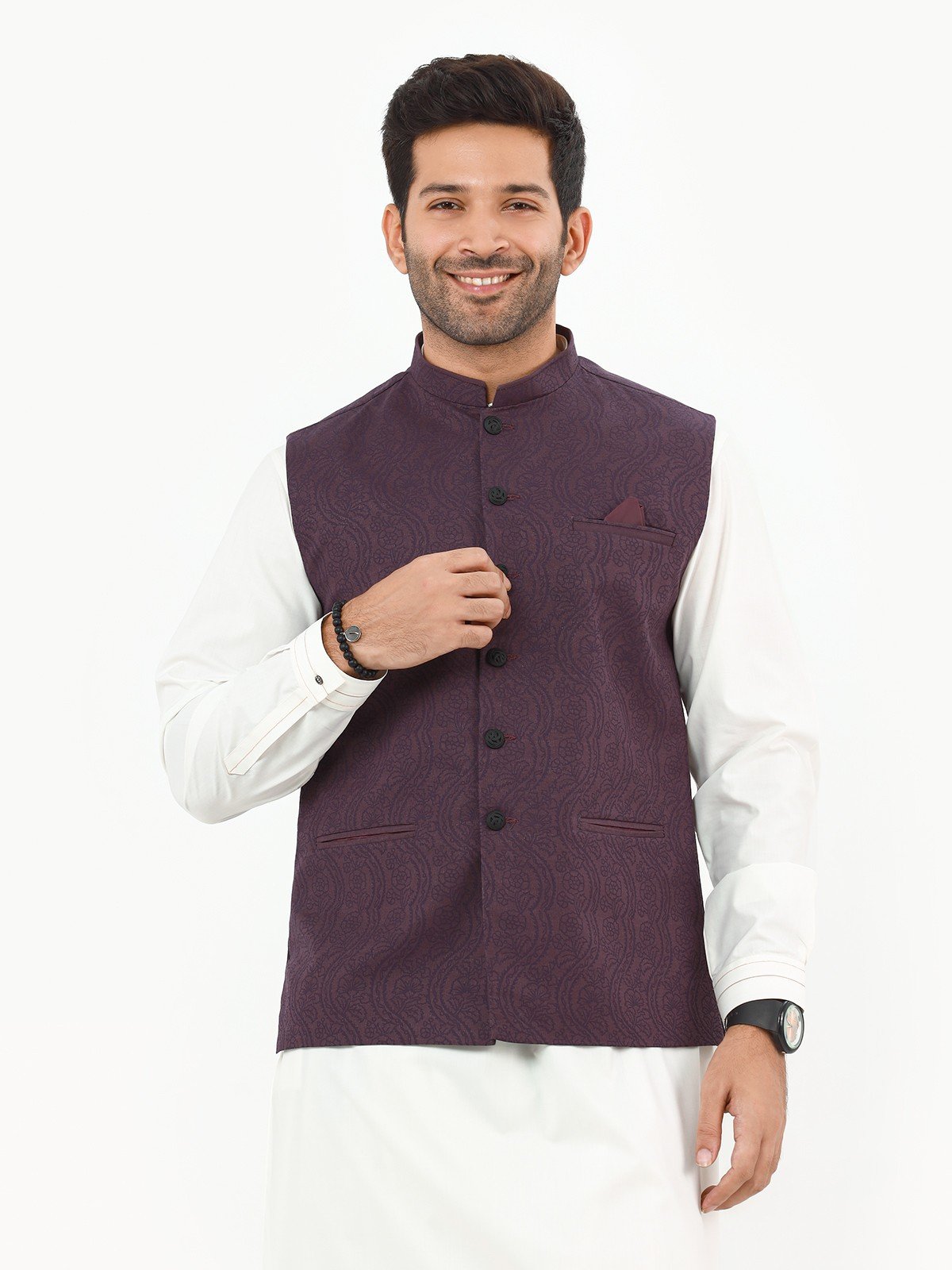 Men's Magenta Waist Coat