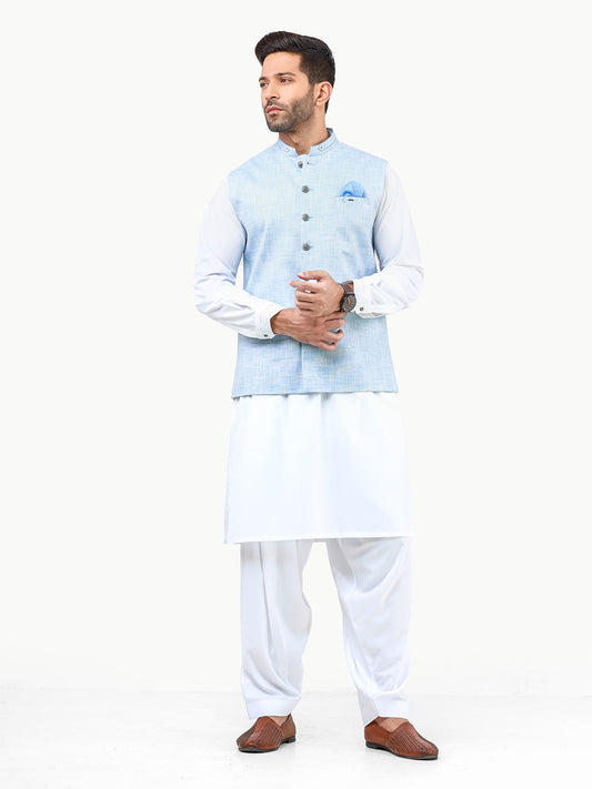 Men's Sky Blue Waist Coat