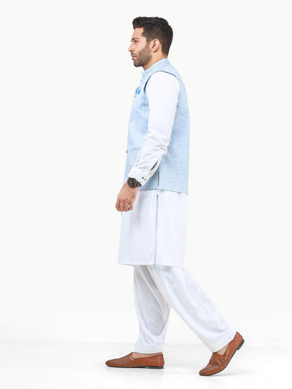 Men's Sky Blue Waist Coat