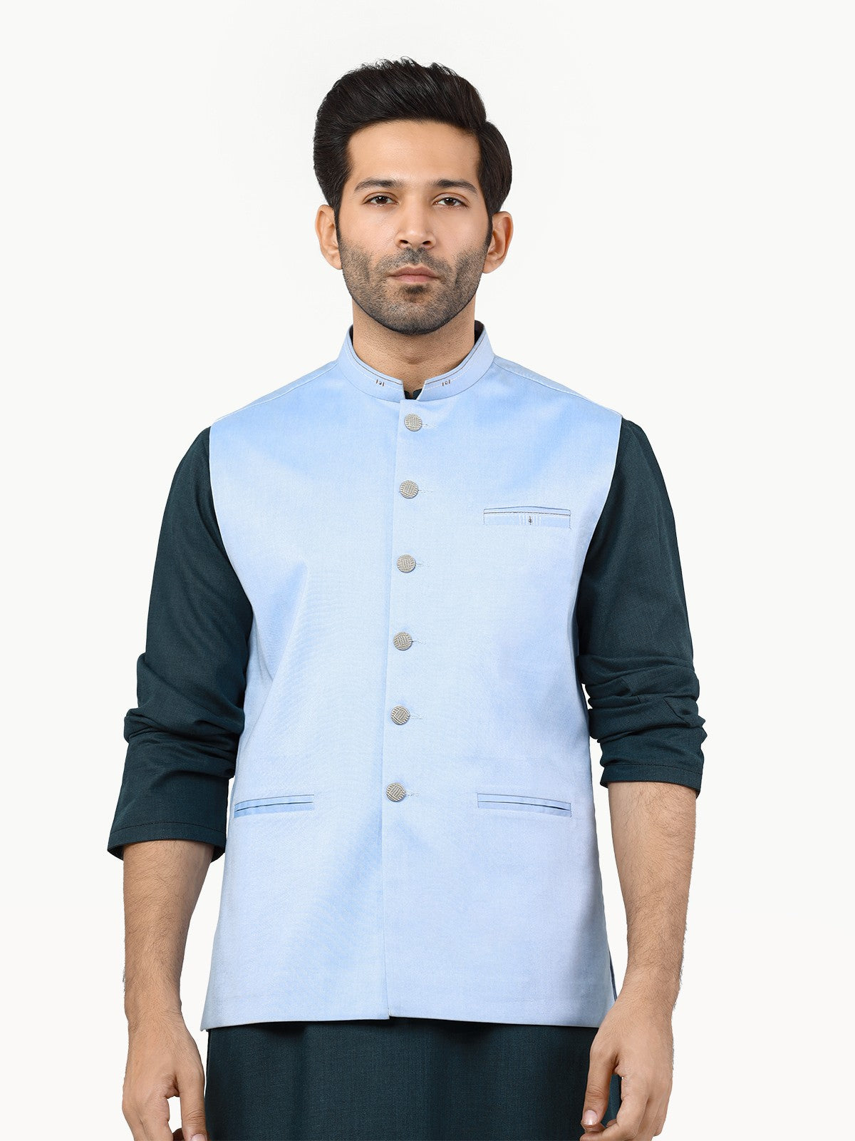 Men's Sky Blue Waist Coat