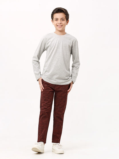 Boy's Dark Maroon Chino Pant