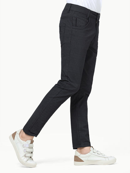 Boy's Grey & Black Chino Pant