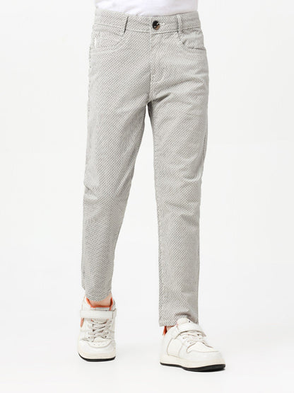 Boy's White & Grey Chino Pant