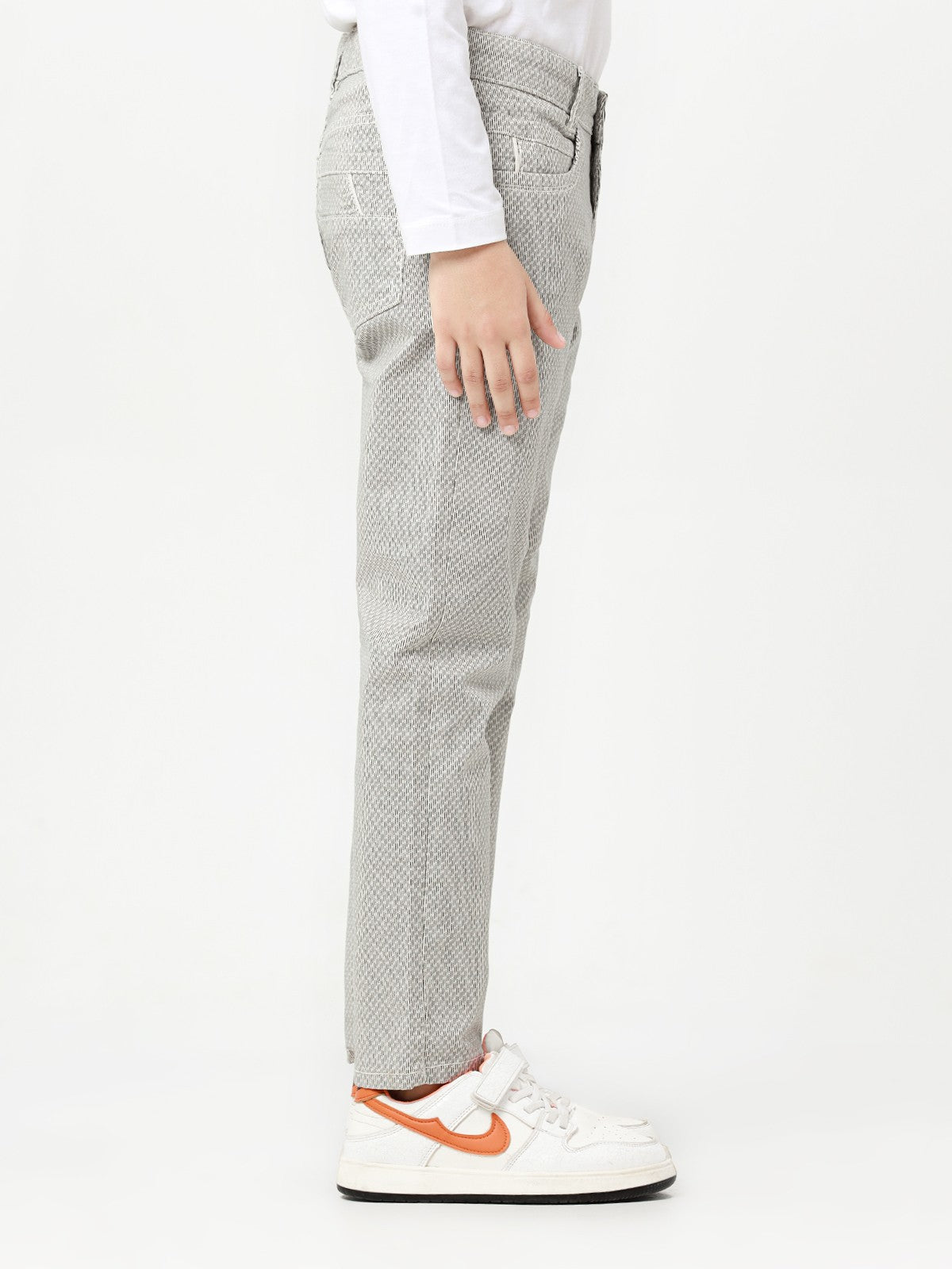 Boy's White & Grey Chino Pant