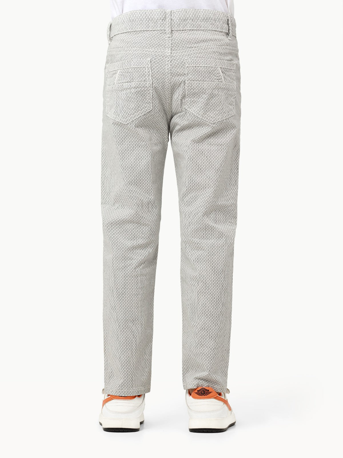 Boy's White & Grey Chino Pant