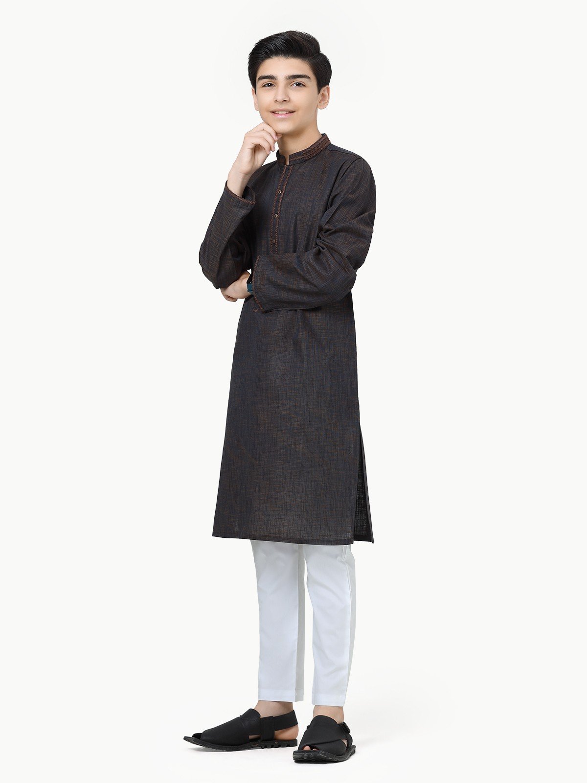 Boy's Dark Brown Kurta