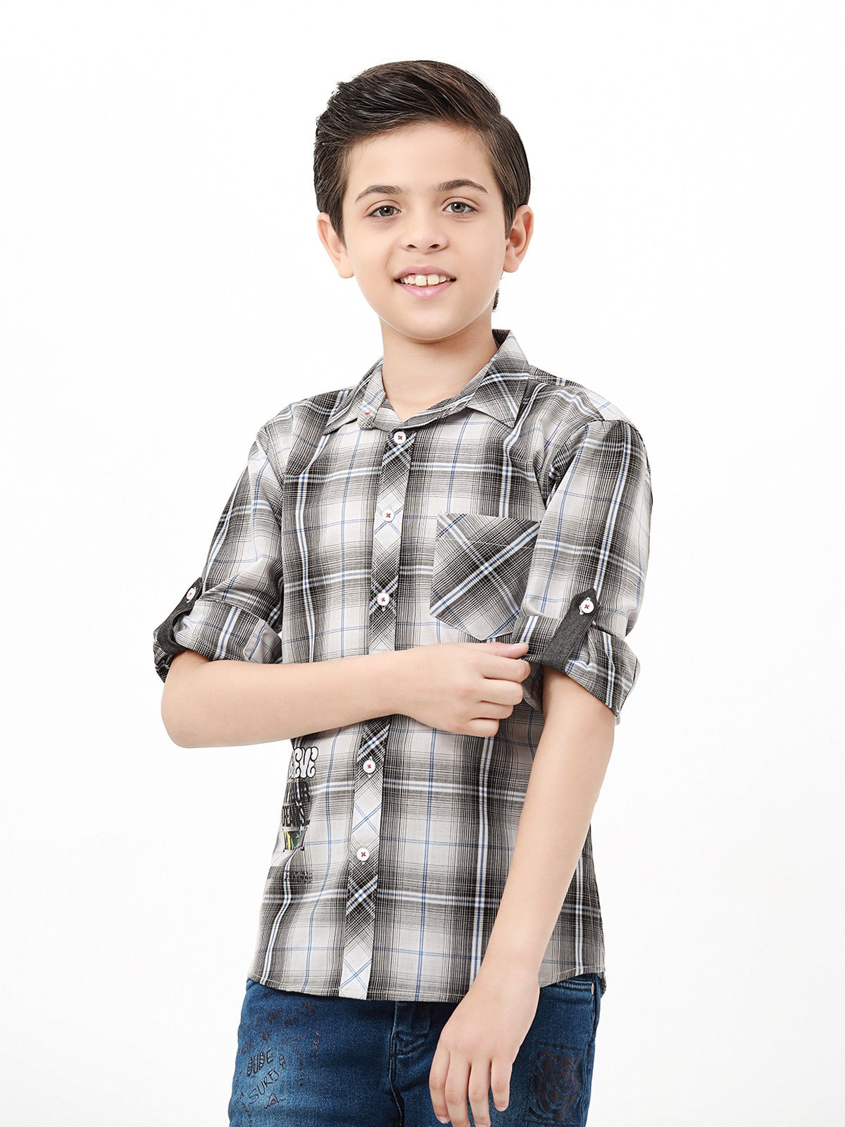 Boy's Grey & Black Shirt