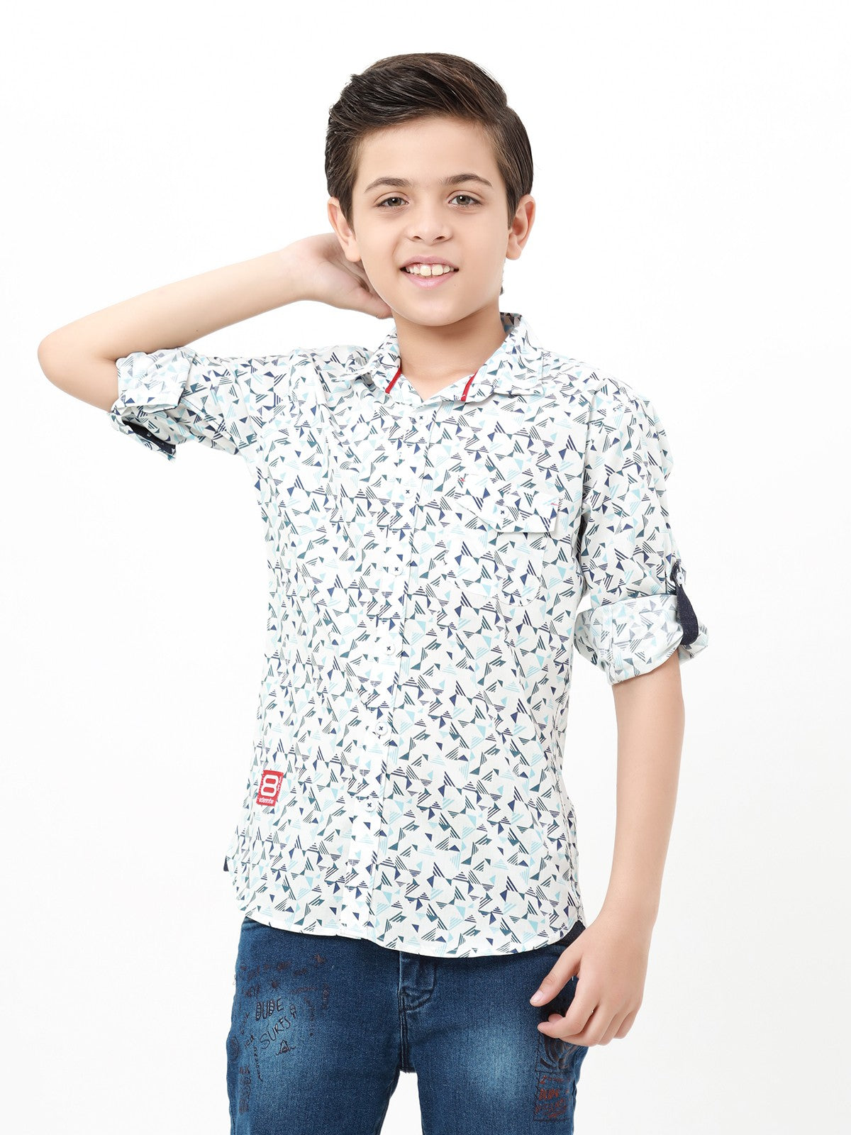 Boy's White & Navy Shirt