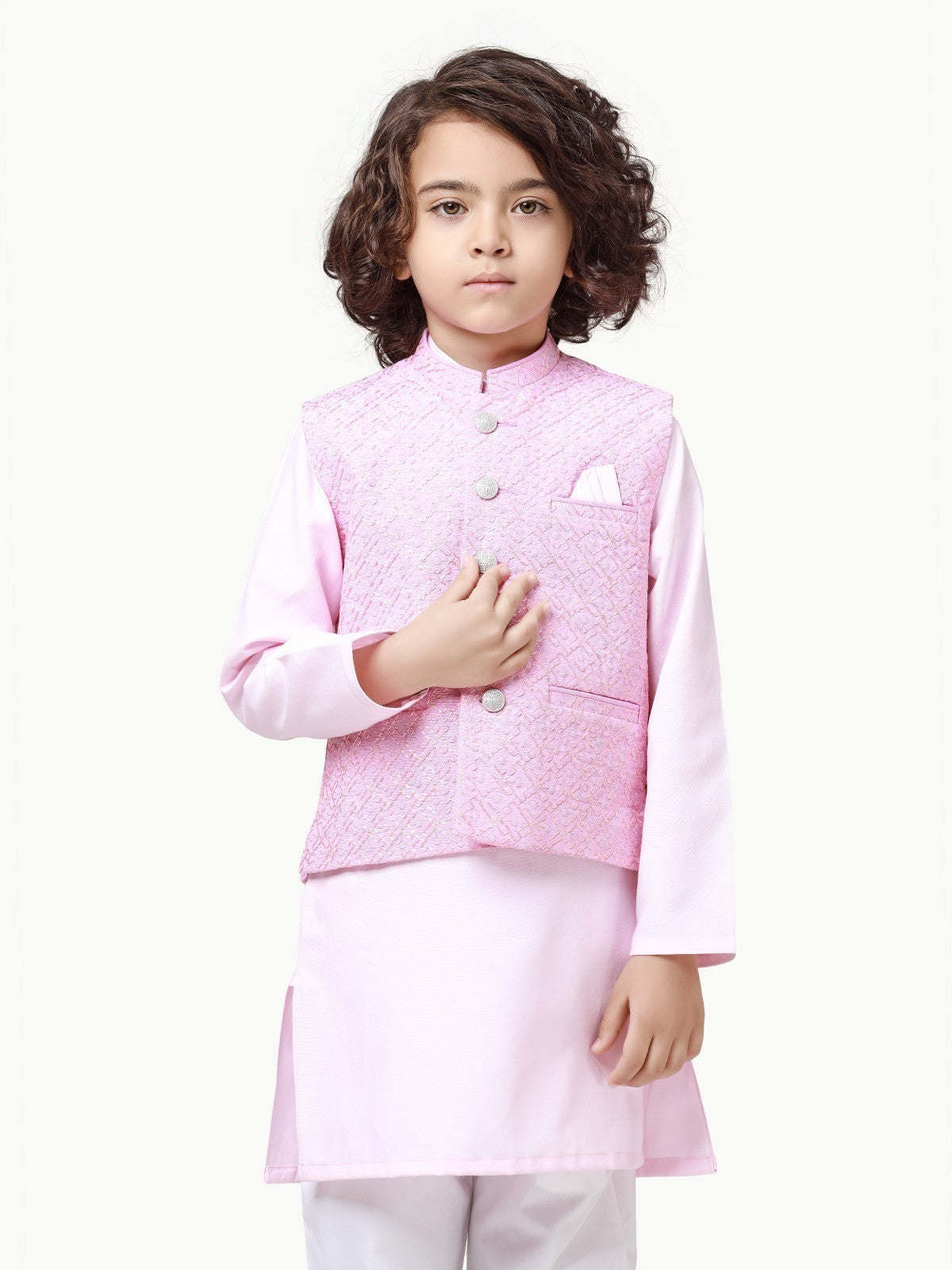 Boy's Pink Waist Coat Suit