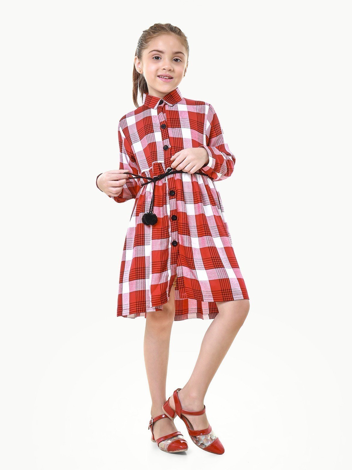 Girl's Red & White Frock