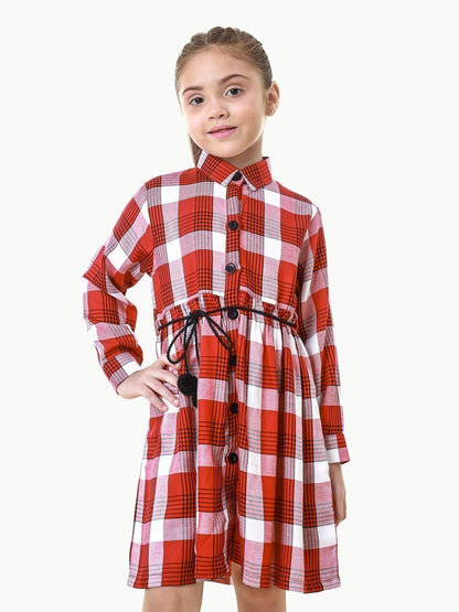 Girl's Red & White Frock