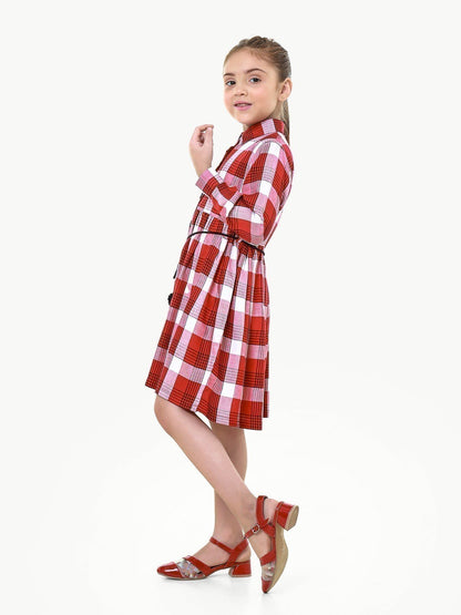 Girl's Red & White Frock