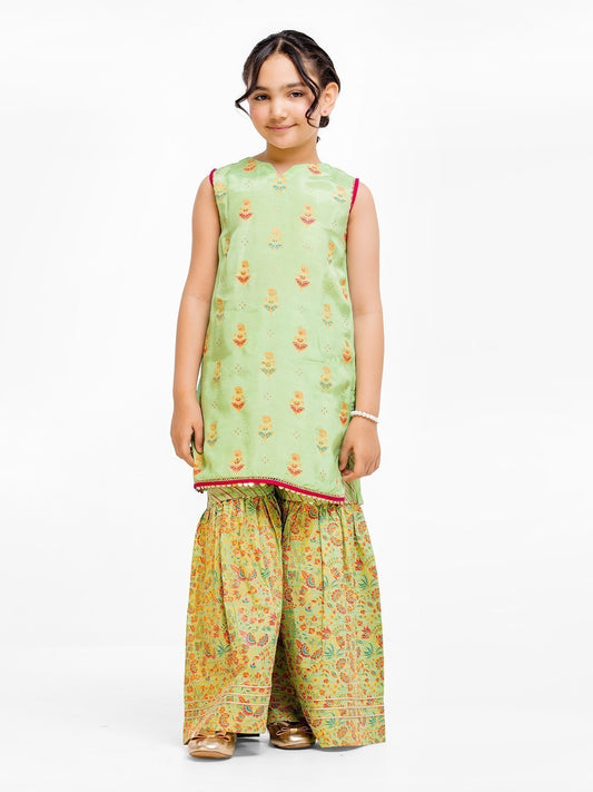 Girl's Parrot Green Pishwas