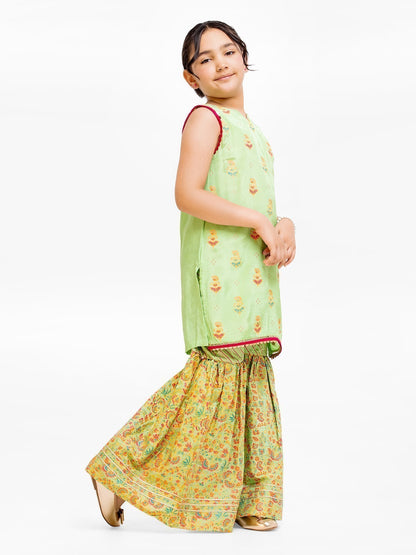 Girl's Parrot Green Pishwas