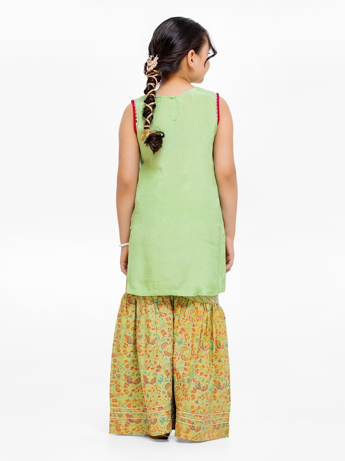 Girl's Parrot Green Pishwas