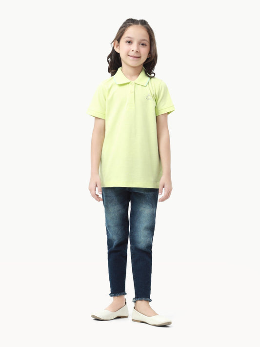 Girl's Light Yellow Polo Shirt